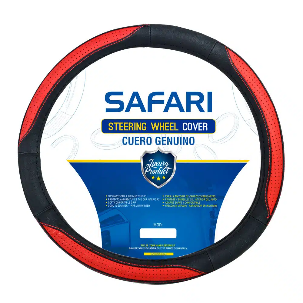 CUBRE VOLANTE CUERO GEN BK 3P DARK RED VENTILADO- ESPECIAL