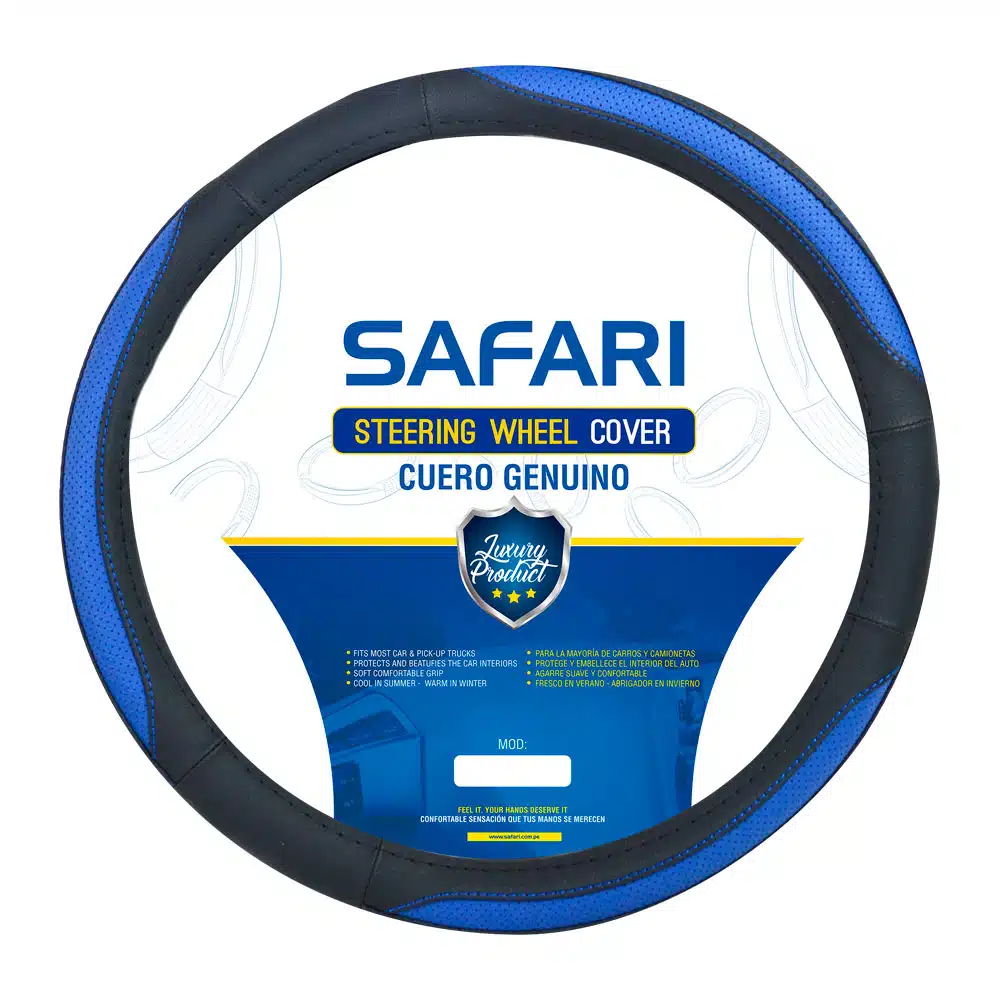 CUBRE VOLANTE CUERO GEN BK 3P DARK BLUE VENTILADO- ESPECIAL