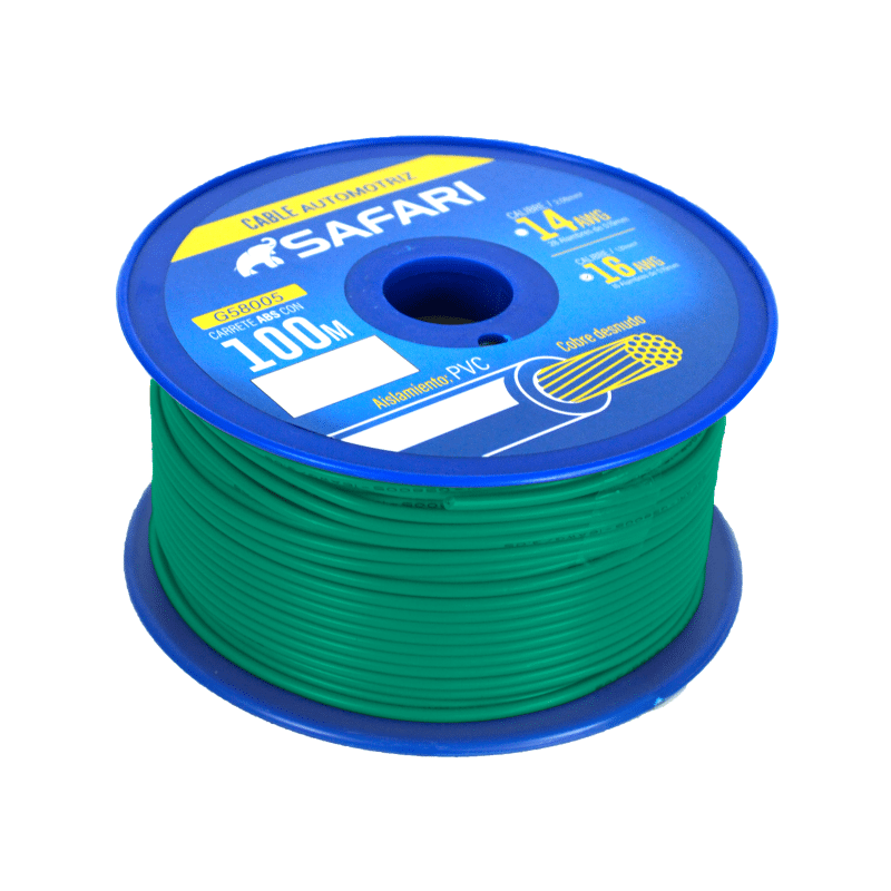 CABLE AUTOMOTRIZ 16AWG COBRE 16/0.19 PVC DIA:3.05MM 100M VERDE