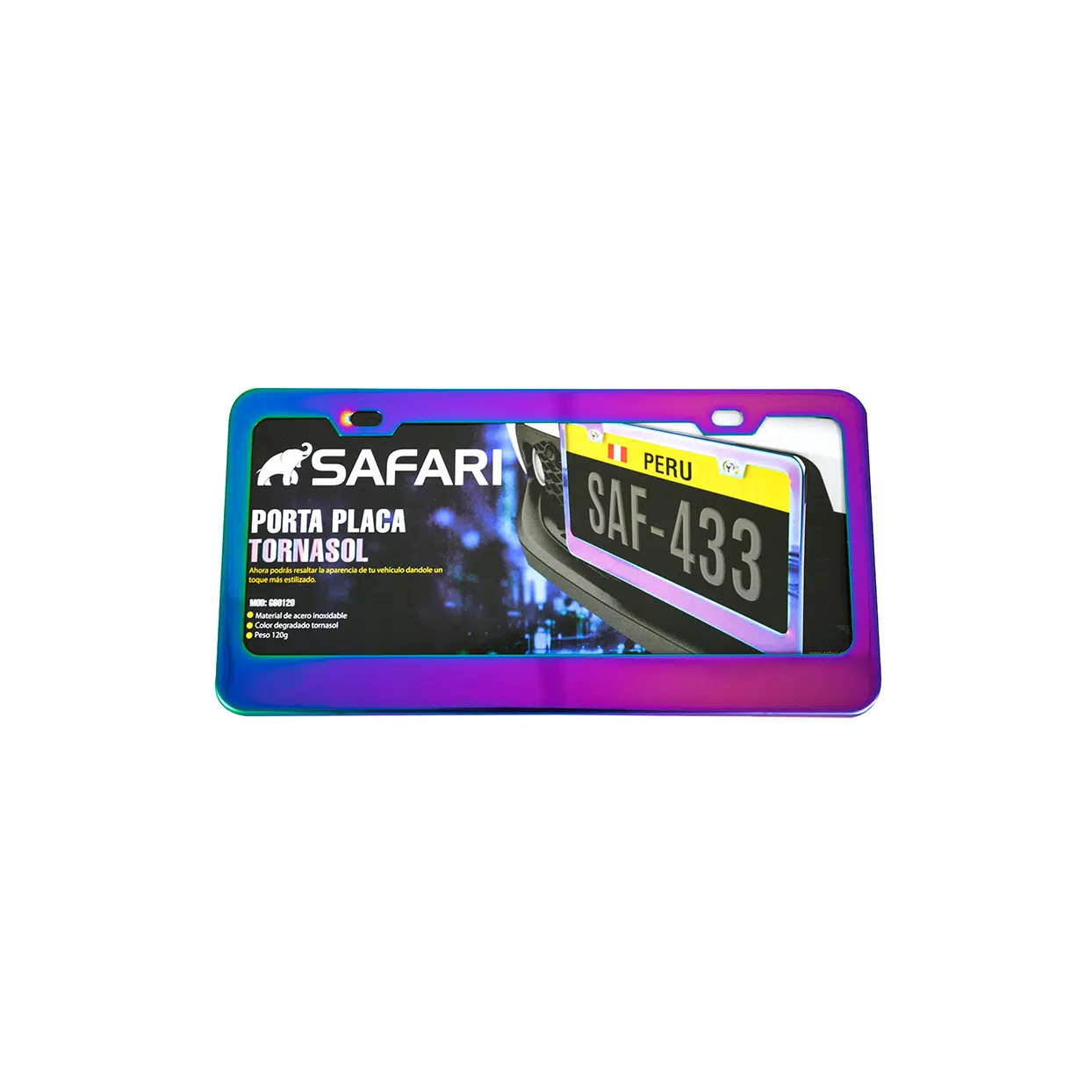 PORTA PLACA ACERO INOX 120G TORNASOLADA CAMALEON
