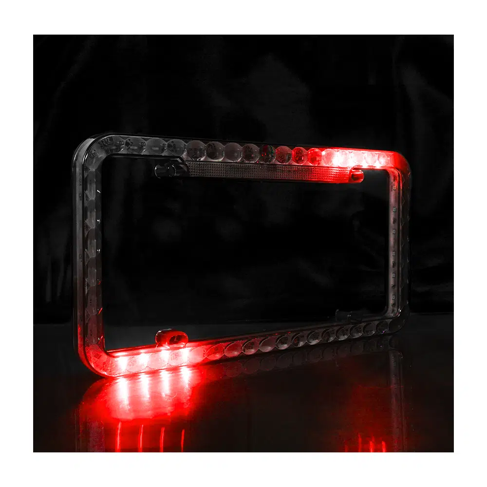 PORTA PLACA LED LENTE 12V 12W 32X16CM AHUMADO ROJO