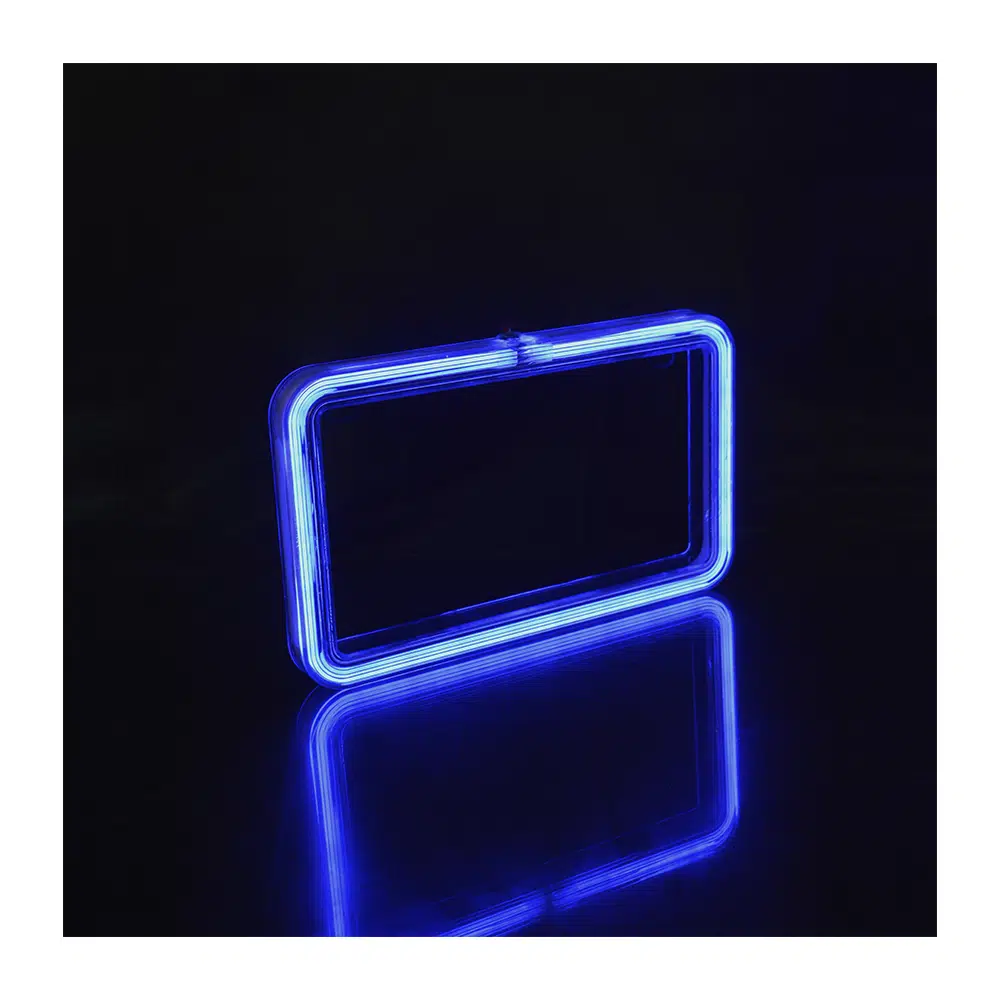 PORTA PLACA P/MOTO LED TIPO NEON 12V 9W 22X13CM AHUMADO AZUL