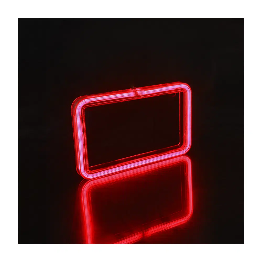 PORTA PLACA P/MOTO LED TIPO NEON 12V 9W 22X13CM AHUMADO ROJO