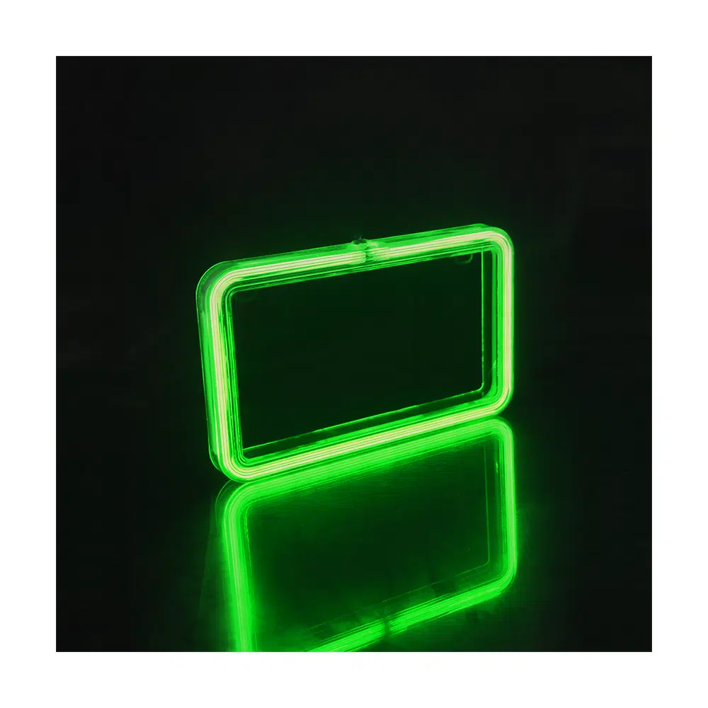 PORTA PLACA P/MOTO LED TIPO NEON 12V 9W 22X13CM AHUMADO VERDE