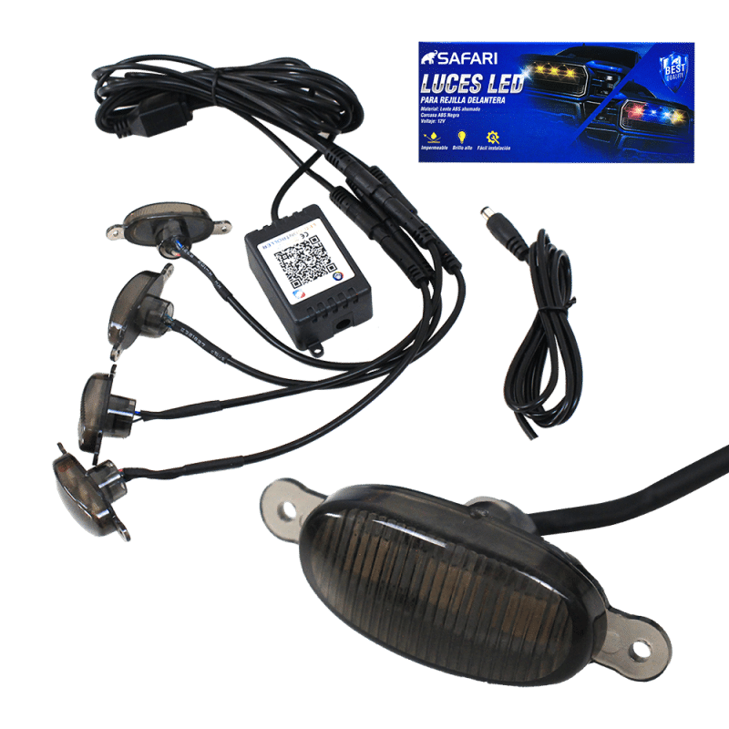 LUCES LED P/REJILLA FRONTAL CARCASA NEGRA 12V 4PCS RGB