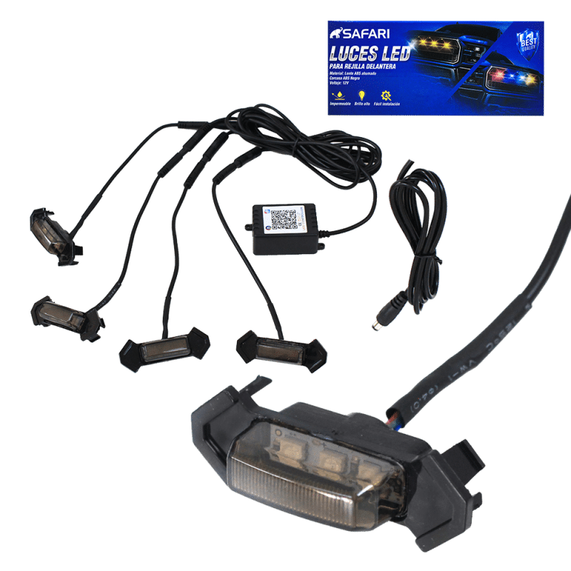 LUCES LED P/REJILLA FRONTAL CARCASA NEGRA 12V 4PCS RGB