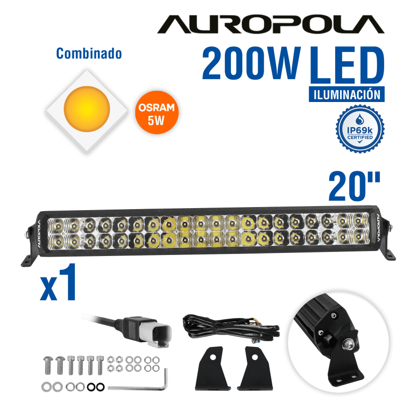 BARRA LED CONBINADO 20PULG 200W CHIP OSRAM 5W