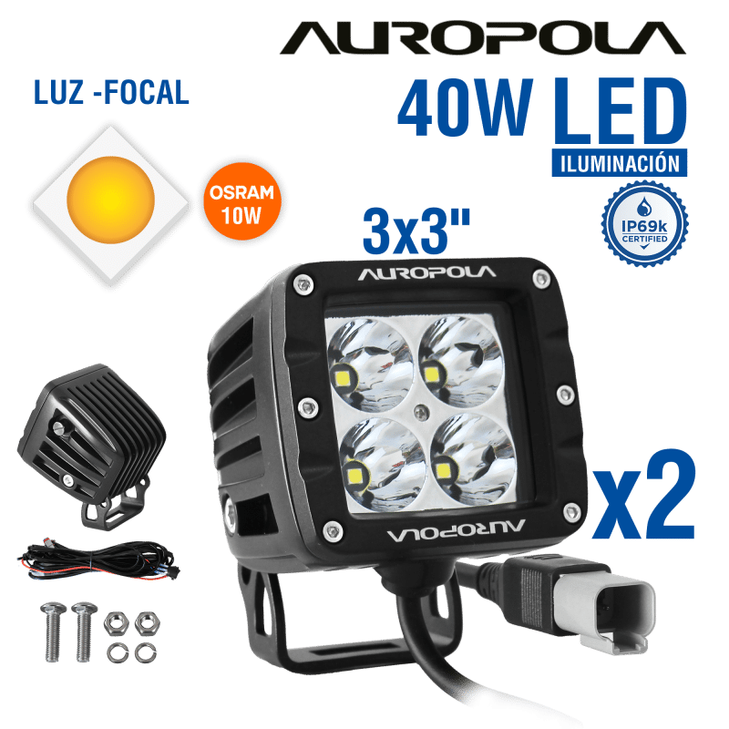 LUZ DE TRABAJO FOCAL 3X3 PULG 40W CHIP OSRAM 10W