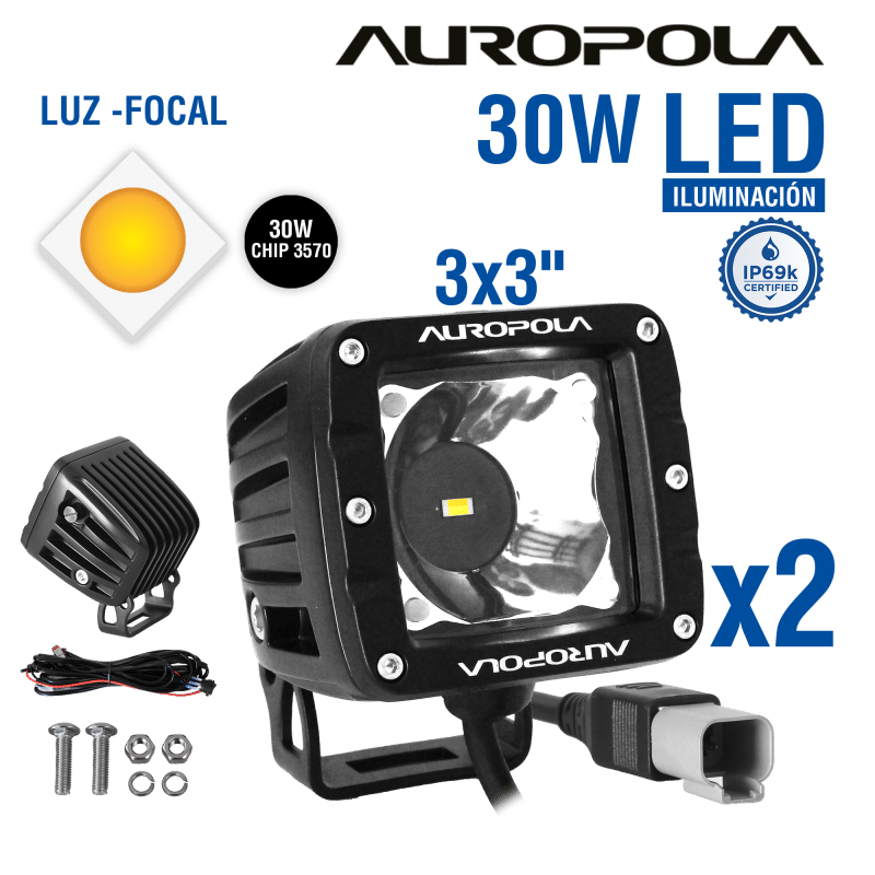 LUZ DE TRABAJO FOCAL 3X3 PULG 30W CHIP 3570