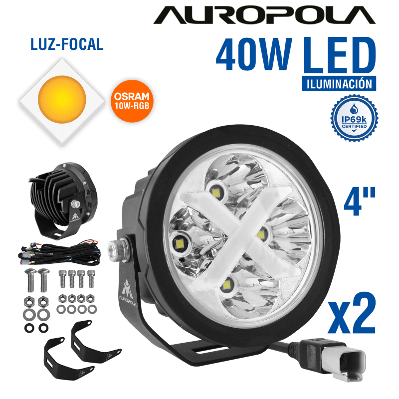 LUZ DE TRABAJO FOCAL 4PULG 40W CHIP OSRAM 10W RGB