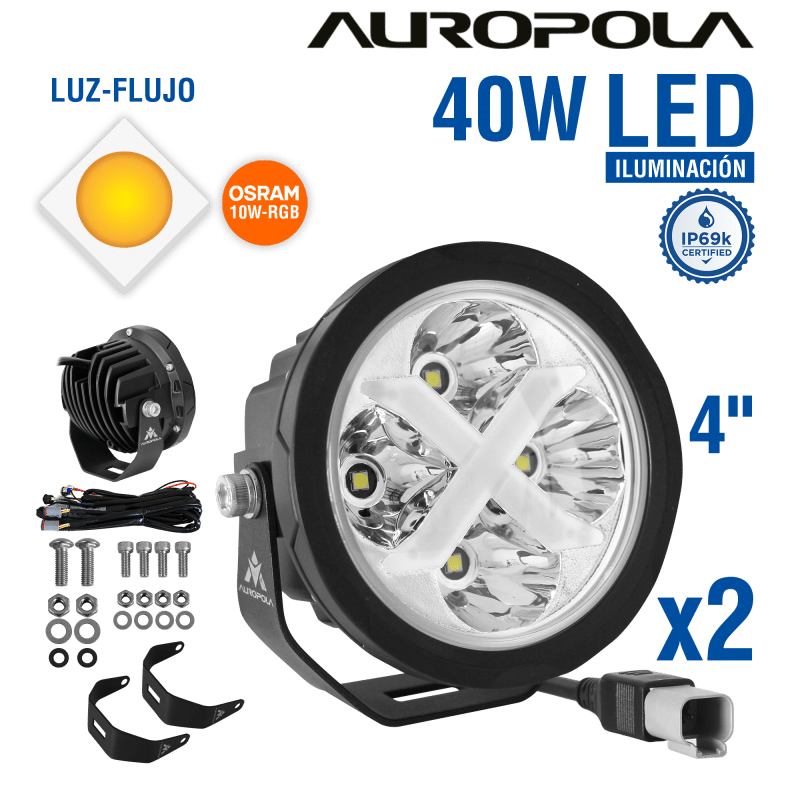 LUZ DE TRABAJO FLUJO 4PULG 40W CHIP OSRAM 10W RGB