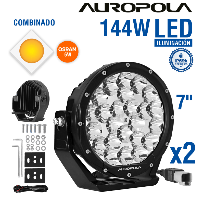 LUZ DE TRABAJO COMBINADO 7PULG 144W CHIP OSRAM 6W