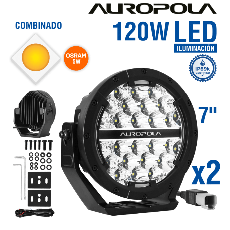 LUZ DE TRABAJO COMBINADO 7PULG 120W CHIP OSRAM 5W