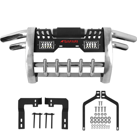 DEFENSA ACERO INOX NEGRO C/LUZ P/HILUX REVO 8VA GENERACION 2016-ON
