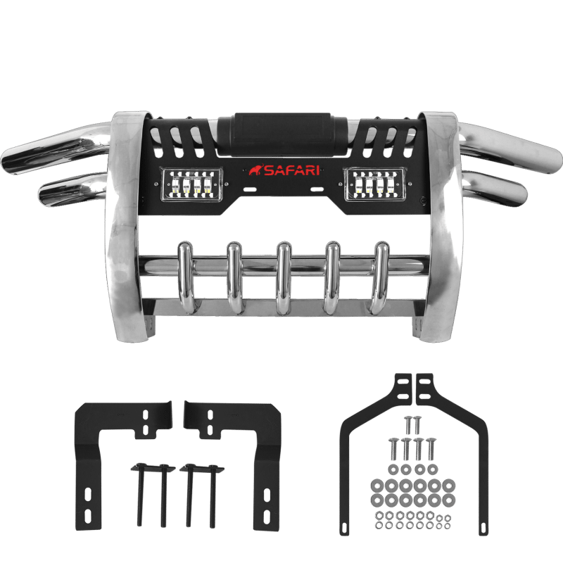 DEFENSA ACERO INOX NEGRO C/LUZ P/HILUX REVO 8VA GENERACION 2016-ON