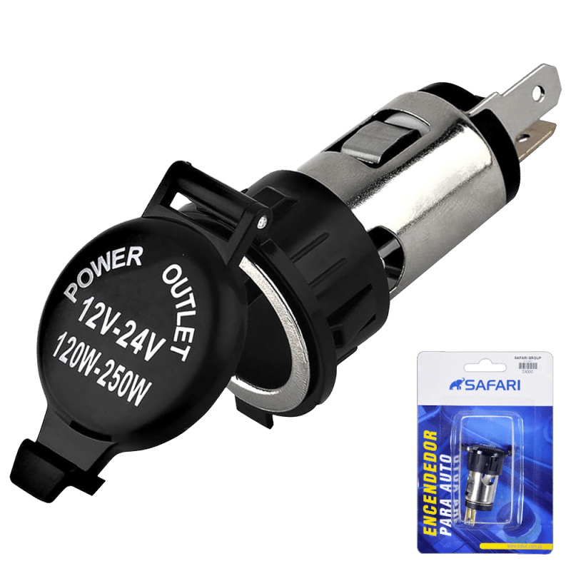 SOCKET CIGARERA 12-24V 120W/250W AUTOMOTRIZ C/TAPA