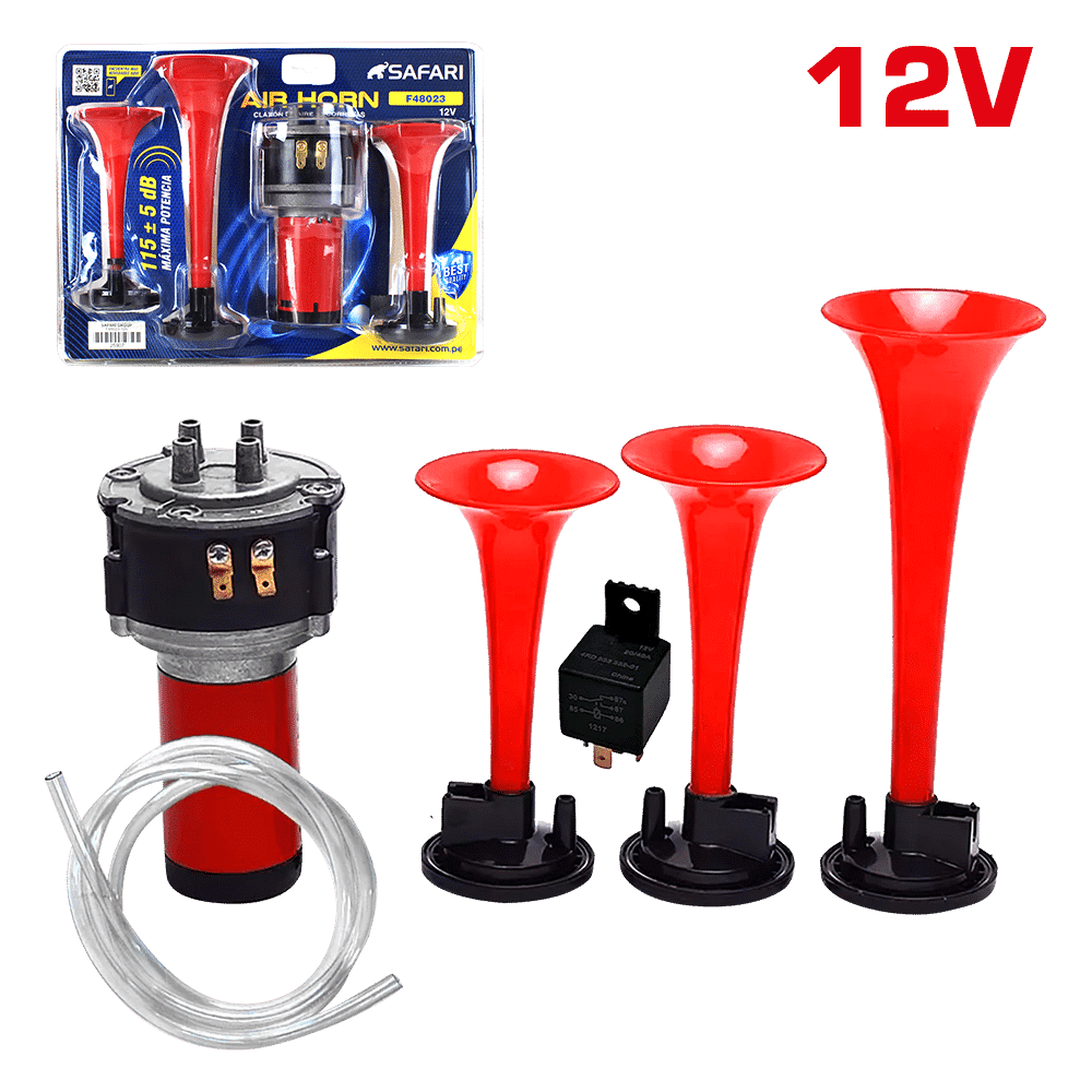 CLAXON 3 CORNETAS 12V ROJO