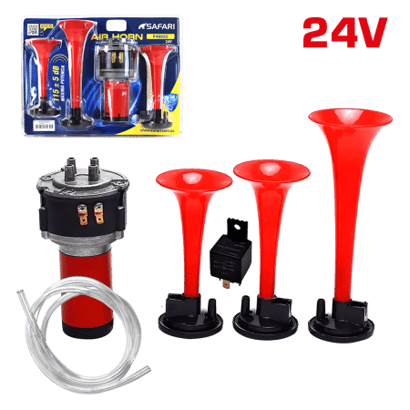CLAXON 3 CORNETAS 24V ROJO