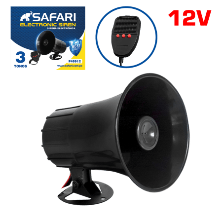 SIRENA ELECTRICA 12V 30W MAX: 50W 3 TONOS 115+5DB