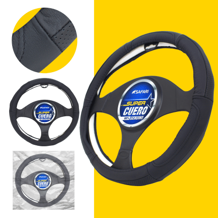 CUBRE VOLANTE CUERO GEN BK/DETALLES BK SEMIVENTILADO