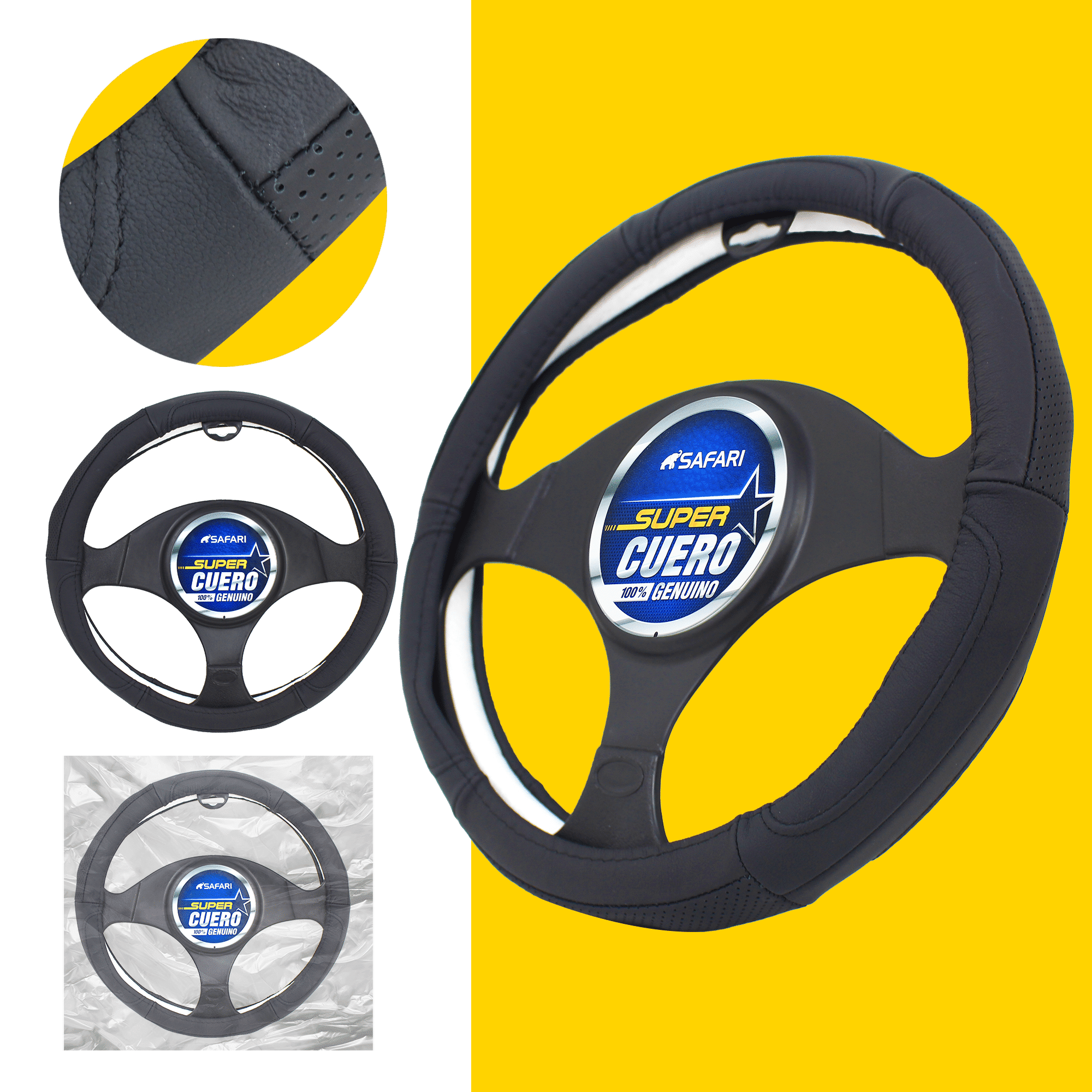 CUBRE VOLANTE CUERO GEN BK/DETALLES BK SEMIVENTILADO