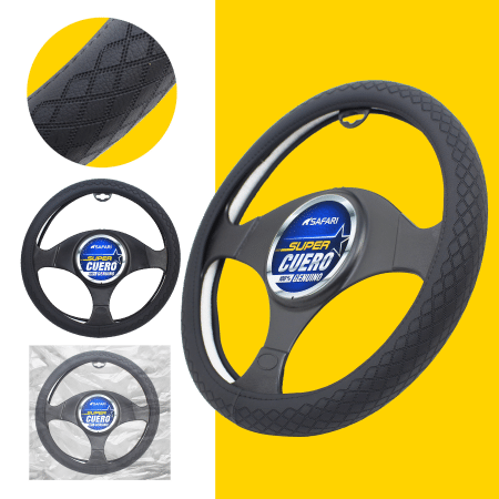 CUBRE VOLANTE CUERO GEN BK/ROMBOS BK VENTILADO