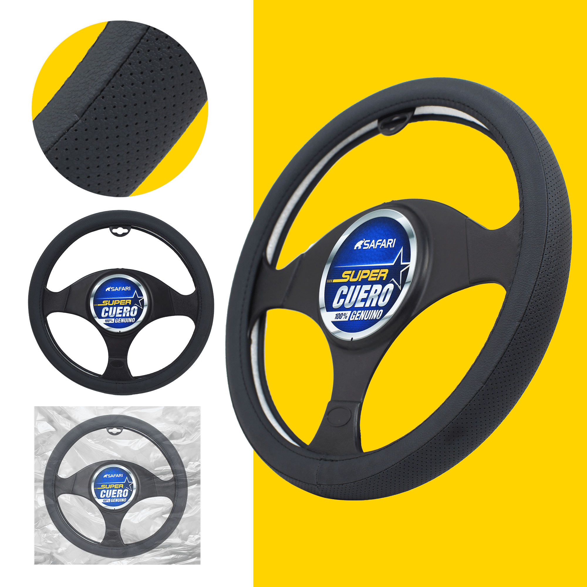 CUBRE VOLANTE CUERO GEN BK/BK 1D VENTILADO