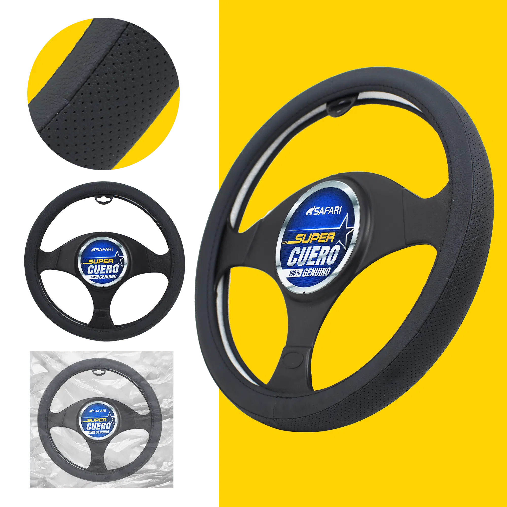 CUBRE VOLANTE CUERO GEN BK/BK 1D VENTILADO