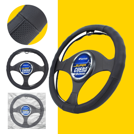 CUBRE VOLANTE CUERO GEN FULL BK/BK 3D VENTILADO