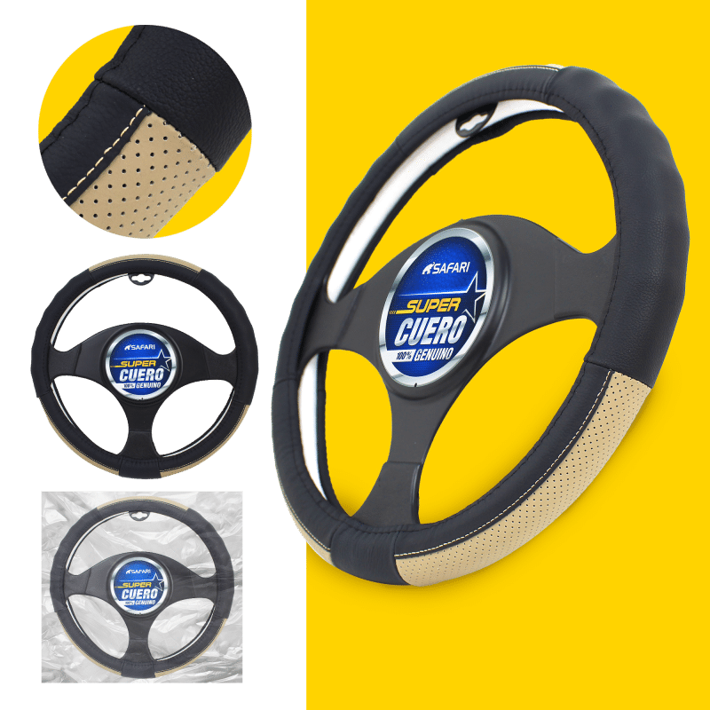 CUBRE VOLANTE CUERO GEN BK/BG VENTILADO
