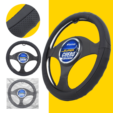 CUBRE VOLANTE CUERO GEN BK/ONDAS E HILO BK VENTILADO