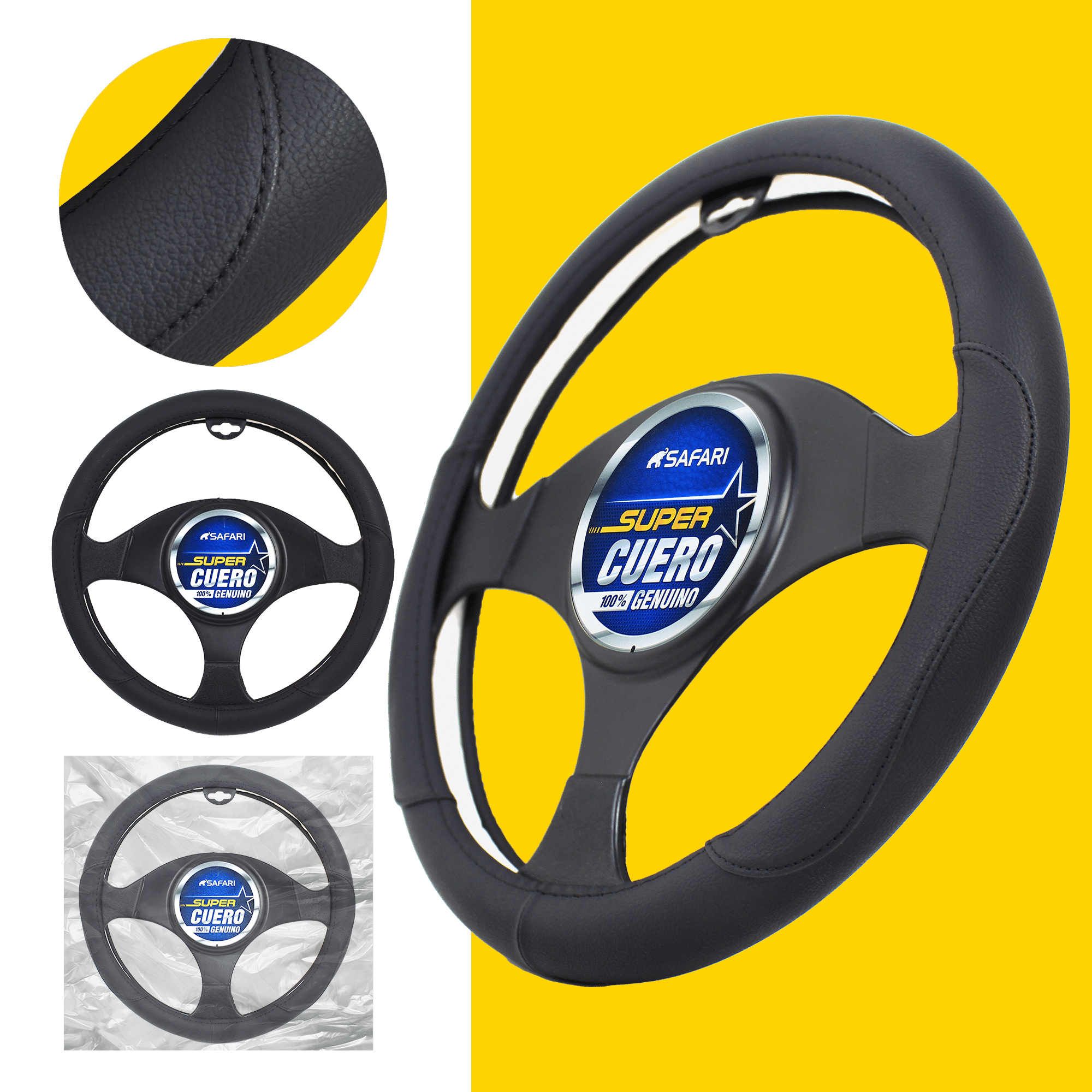 CUBRE VOLANTE CUERO GEN BK/DETALLES BK
