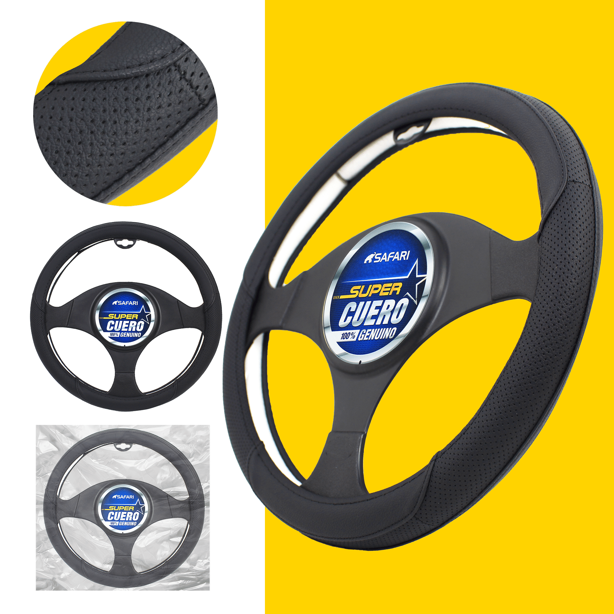 CUBRE VOLANTE CUERO GEN DELUX NEGRO