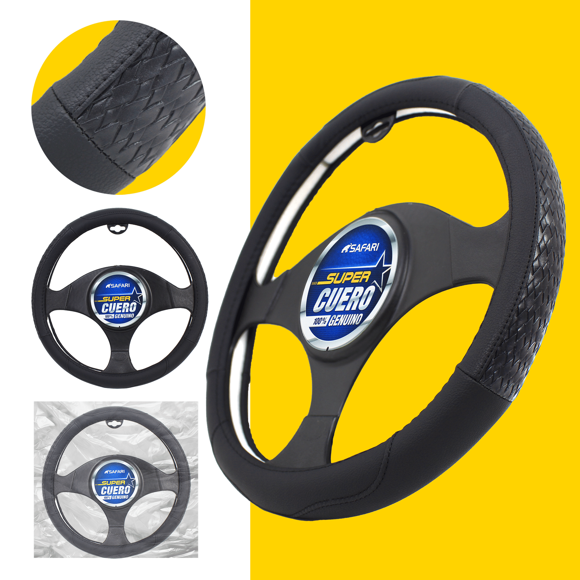 CUBRE VOLANTE CUERO GEN BASKET NEGRO