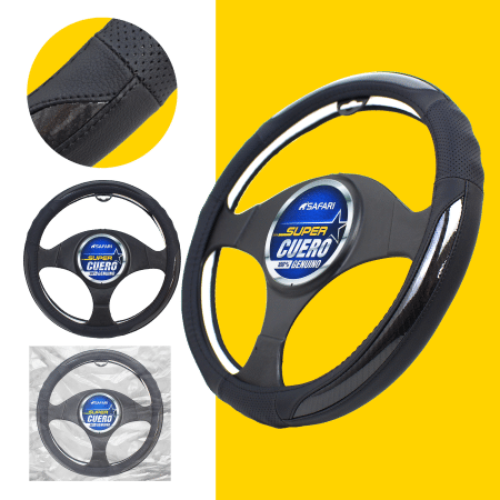 CUBRE VOLANTE CUERO GEN NEGRO 3D CARBON