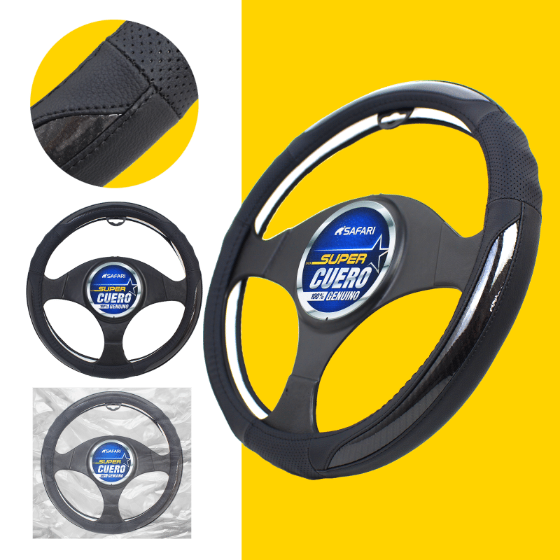 CUBRE VOLANTE CUERO GEN NEGRO 3D CARBON