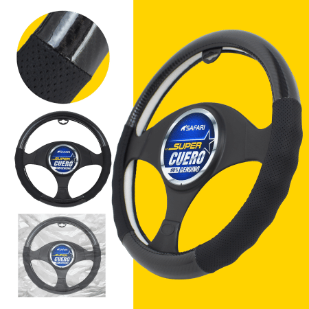 CUBRE VOLANTE CUERO GEN NEGRO SEMI FULL CARBON