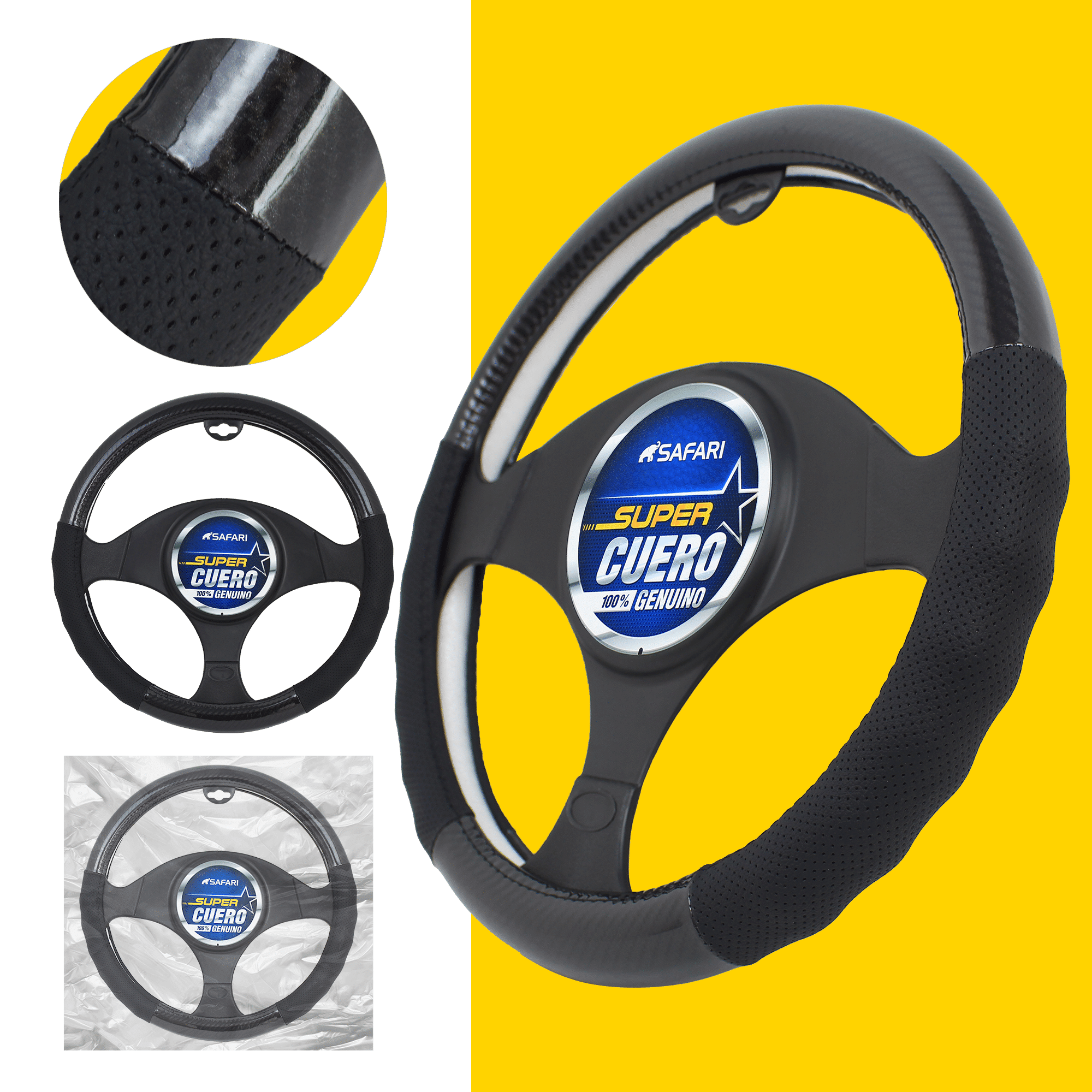 CUBRE VOLANTE CUERO GEN NEGRO SEMI FULL CARBON