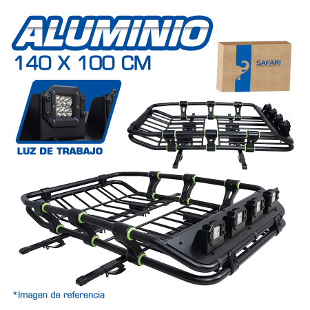 PARRILLA AL DET VERDE 140X100CM +4XLED +CROSS BAR NEGRO