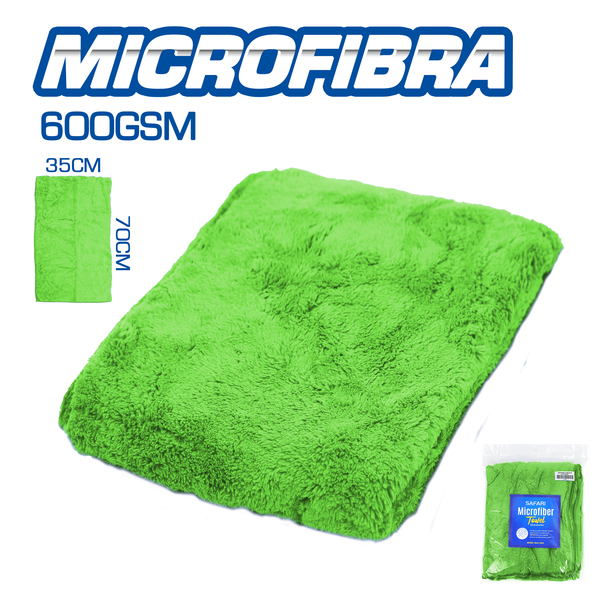 PAÑO MICROFIBRA 600GSM ALTA DENSIDAD 70X35CM VERDE