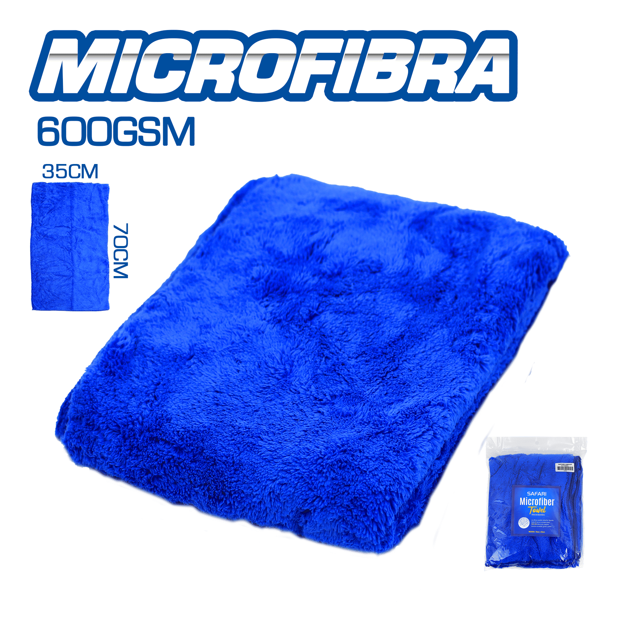 PAÑO MICROFIBRA 600GSM ALTA DENSIDAD 70X35CM AZUL