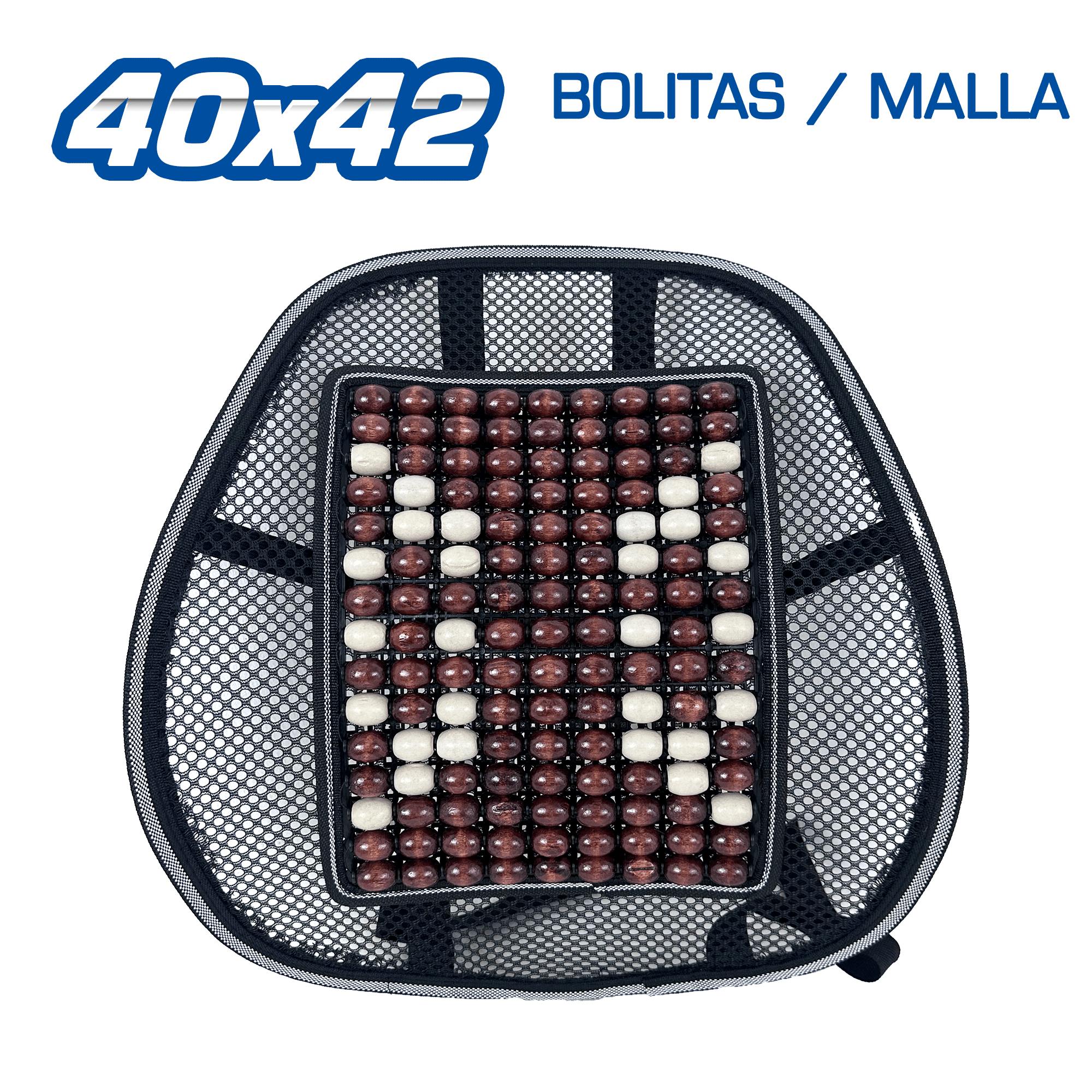 SOPORTE LUMBAR BOLITAS / MALLA 40X42CM - MARRON