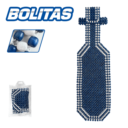 COJIN BOLITAS RESPALDAR AZUL + CABECERA DOBLE HILO