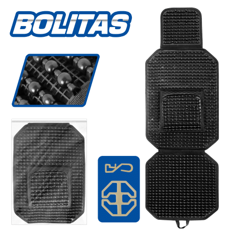 COJIN/RESPALDO BOLITAS C/RIÑONERA FULL BLACK ABS