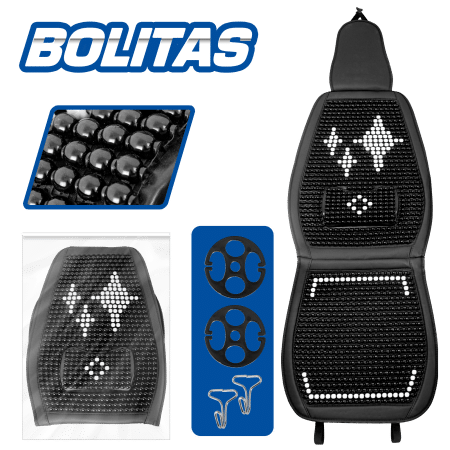 COJIN/RESPALDO BOLITAS C/RIÑONERA NEGRO ABS+PU