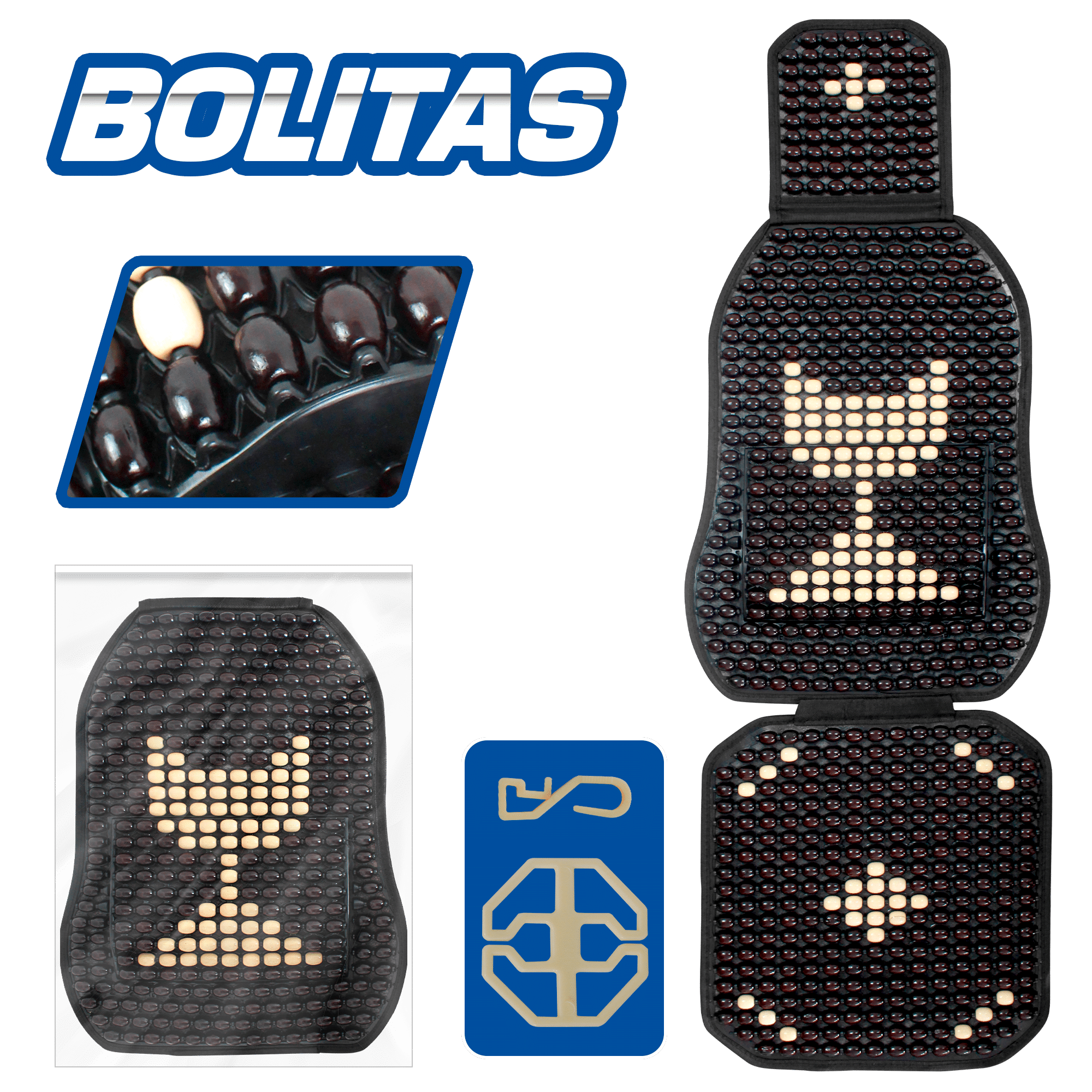 COJIN/RESPALDO BOLITAS C/RIÑONERA MARRON MESH