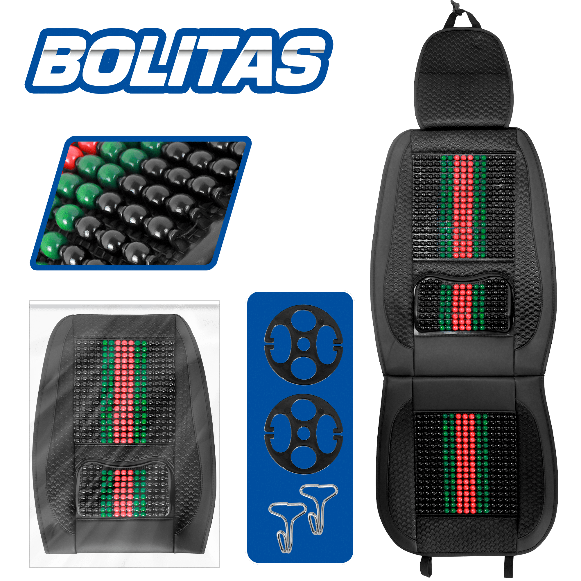 COJIN/RESPALDO BOLITAS + PU C/RIÑONERA SPORT BLACK