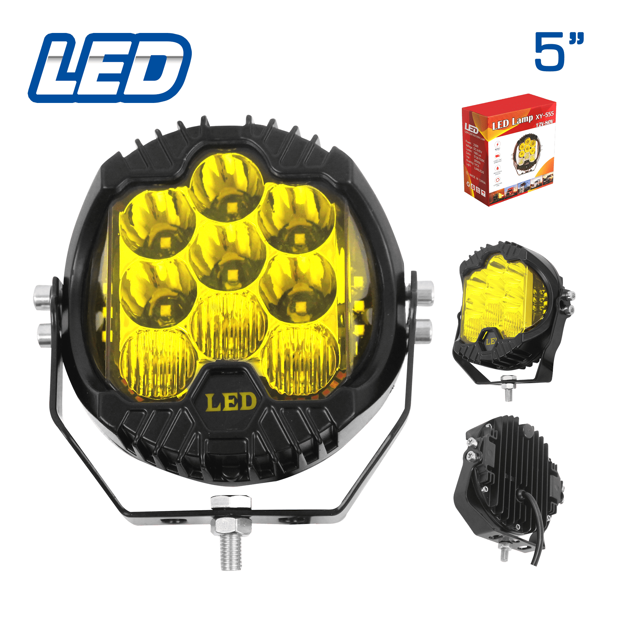 NEBLINERO LED TYPE-V 5'' EXPANSIVA +STROBO - AMARILLO