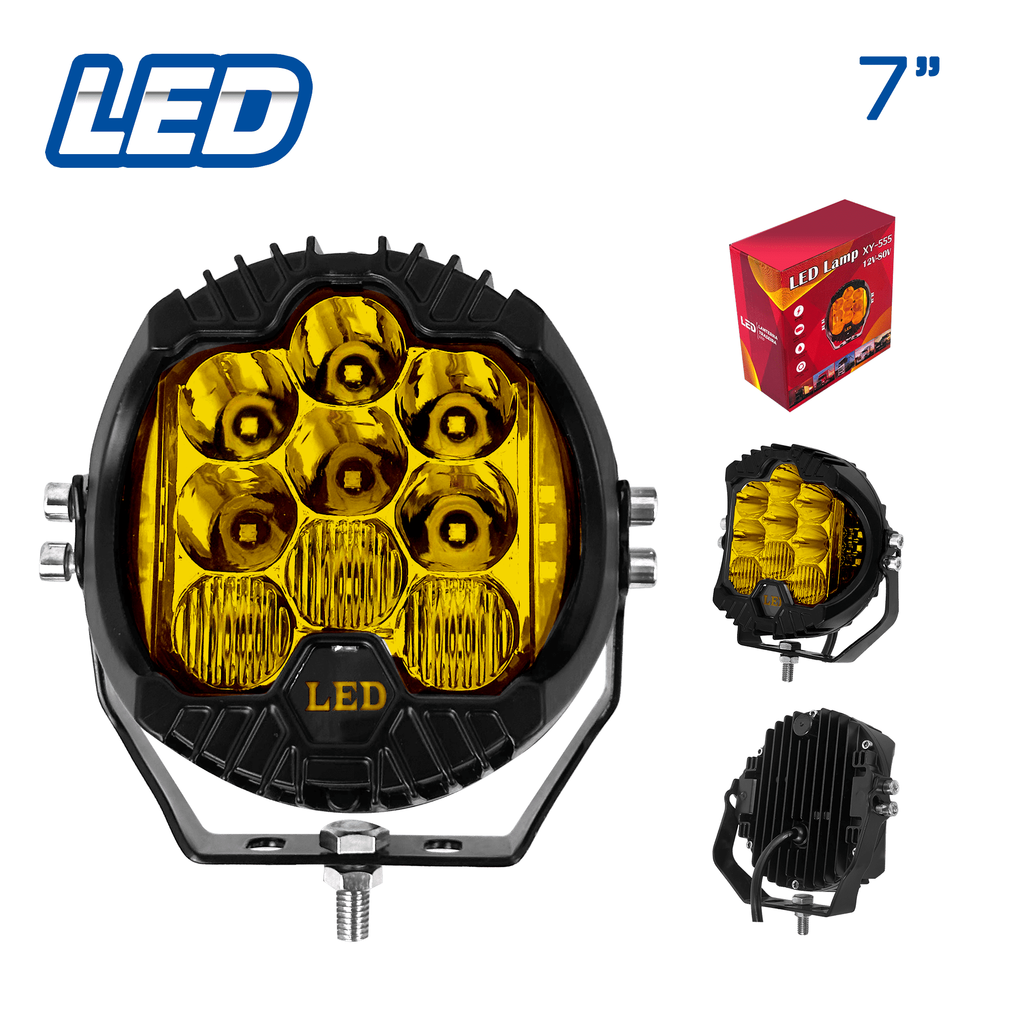 NEBLINERO LED TYPE-V 7'' EXPANSIVA +STROBO - AMARILLO