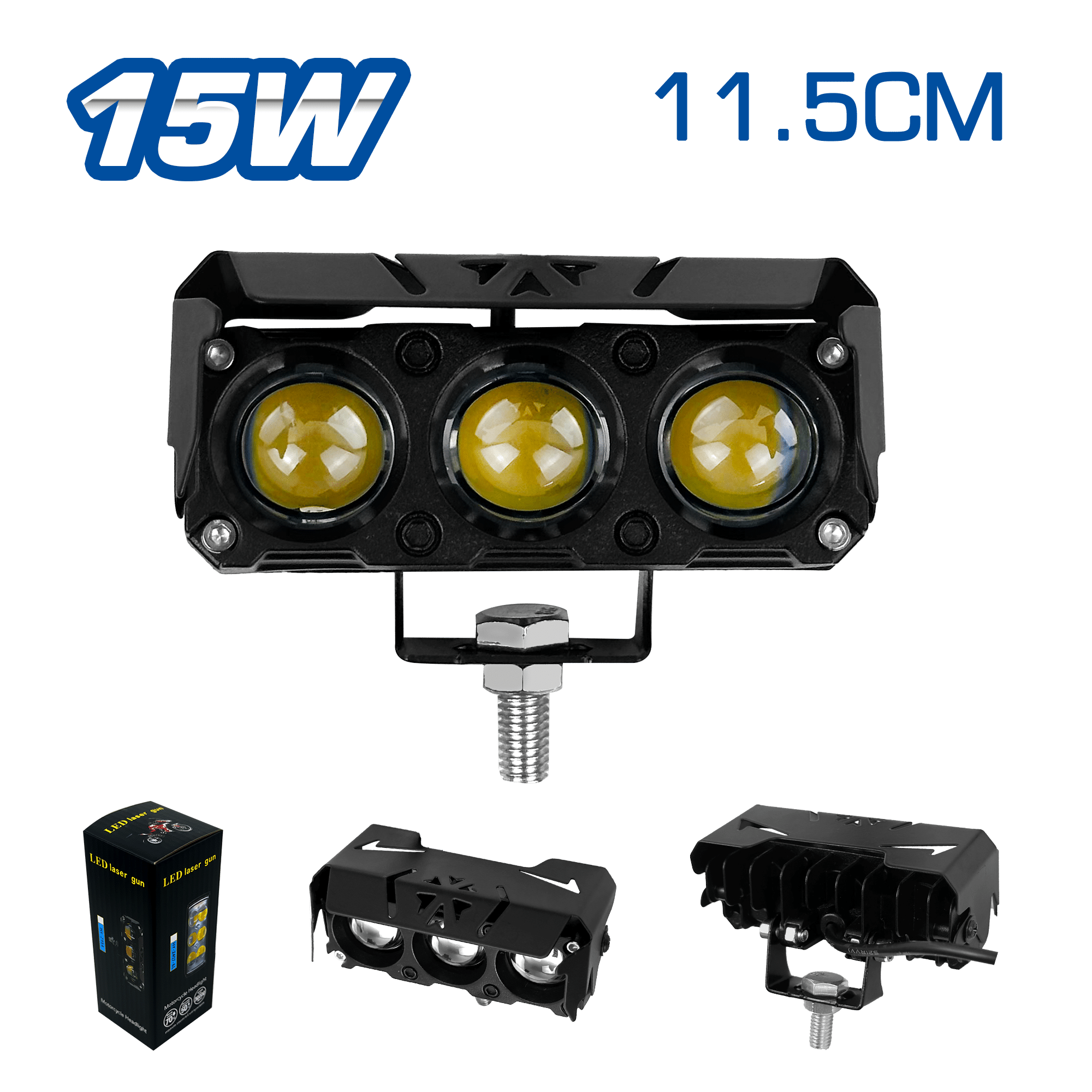 LUZ LEDX3 DEPORTIVA 12-15W 9.5X3.5CM BLANCO-AMARILLO + STROBO